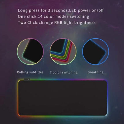 发光游戏鼠标垫 超大幻彩电脑桌垫 多种灯效 黑色
